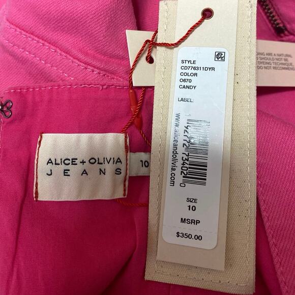 NEW Alice + Olivia Pink Denim Sleeveless Square Neck Mini A-Line Tank Dress 10 - Picture 3 of 4